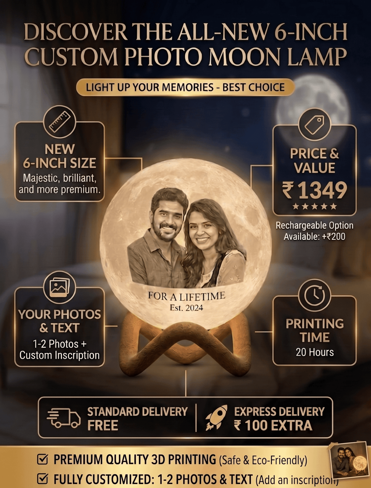 Custom Photo Moon Lamp – Turn Your Memories Into Light - AJ Studio
