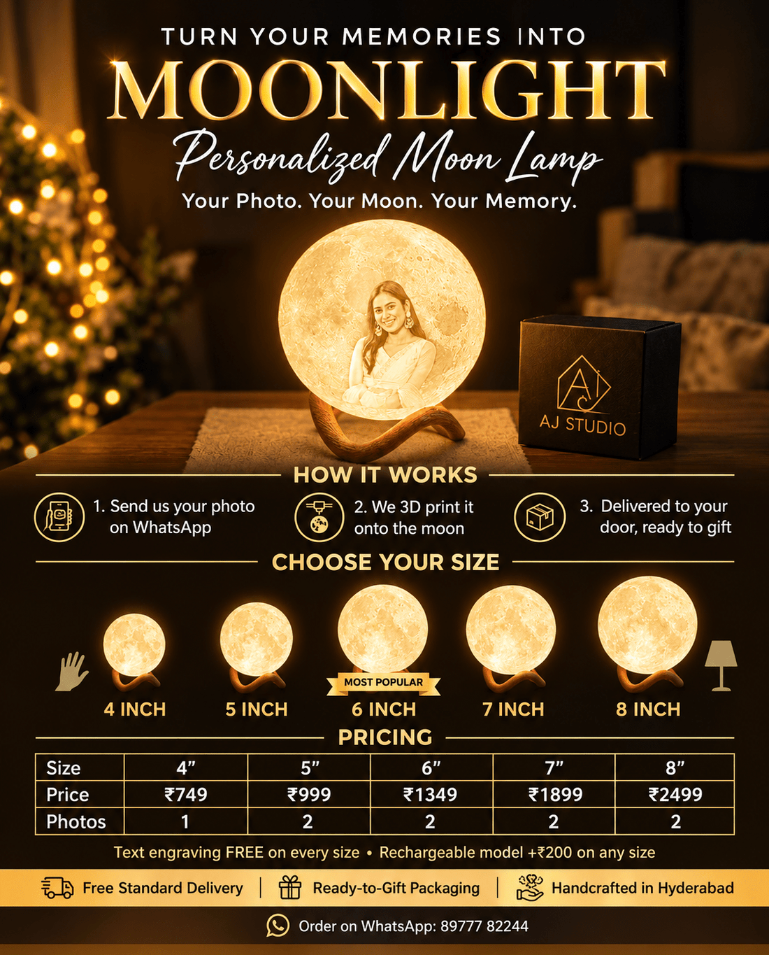 Custom Photo Moon Lamp – Turn Your Memories Into Light - AJ Studio