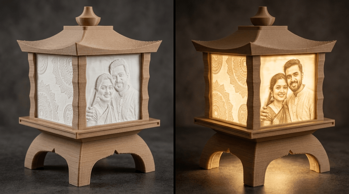 Personalised Photo Pagoda Lantern – Japanese Lithophane Lamp - AJ Studio