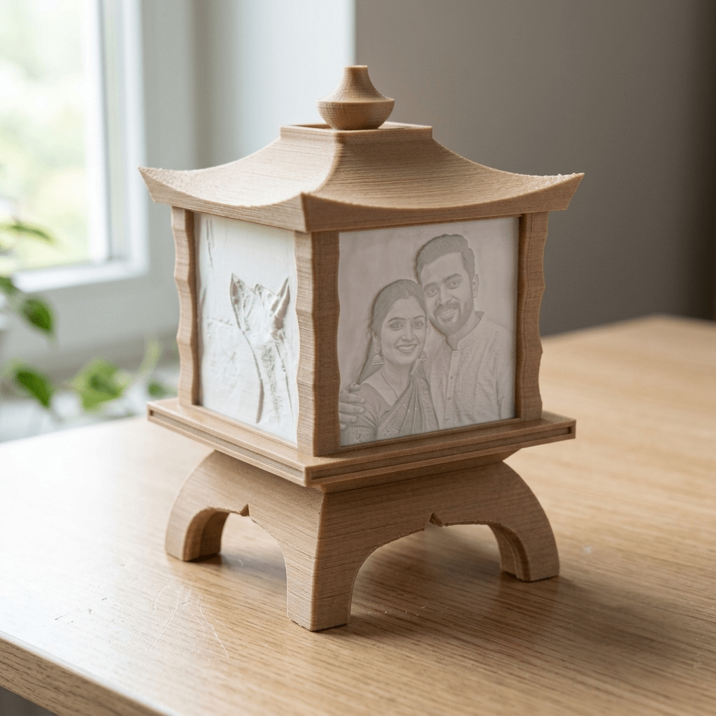 Personalised Photo Pagoda Lantern – Japanese Lithophane Lamp - AJ Studio