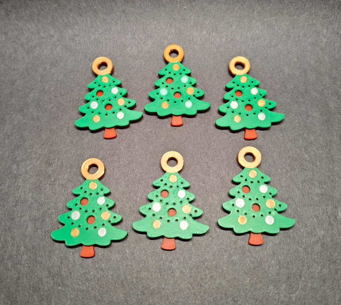 Pocket Christmas Keychain – 3D Printed Tree Charm, Set of 6 - AJ Studio