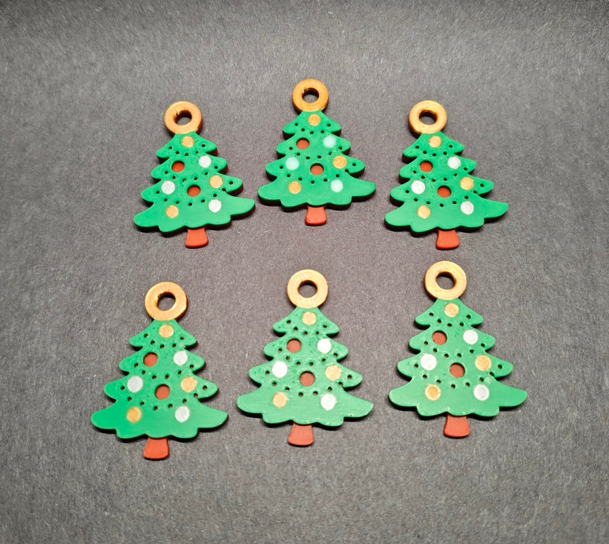 Pocket Christmas Keychain – 3D Printed Tree Charm, Set of 6 - AJ Studio
