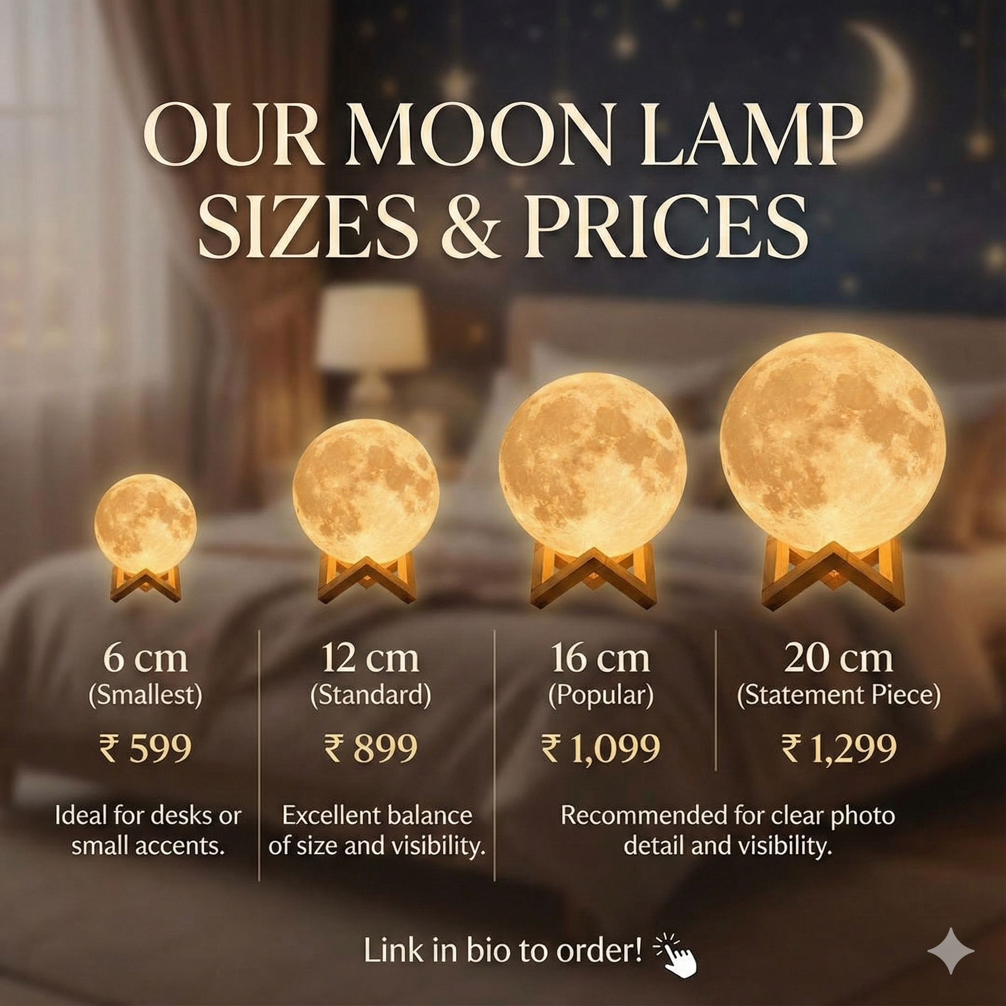 🌙 Custom Photo Moon Lamp | Personalized 3D Printed Lithophane Night Light (6 CM)