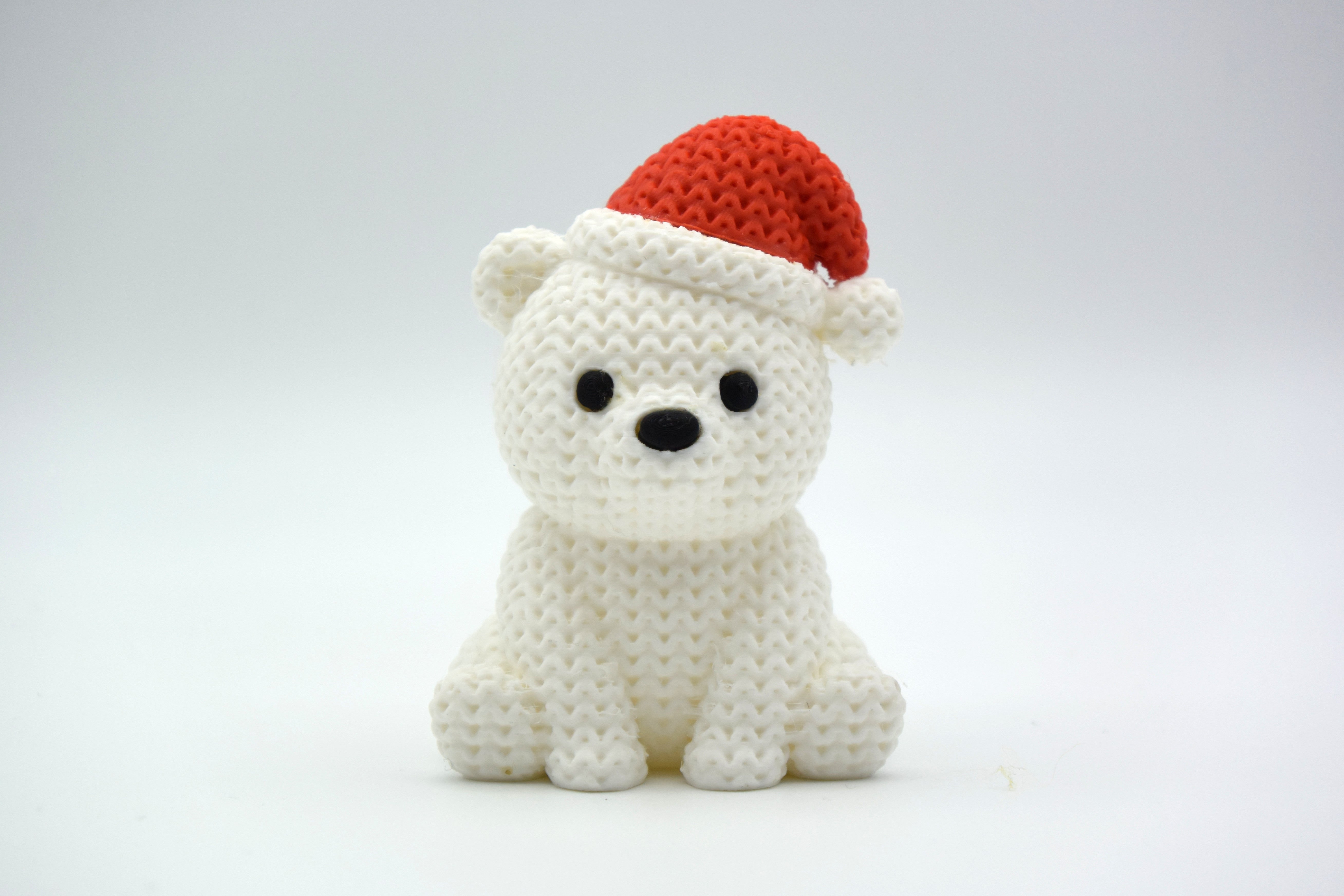 Christmas Decor: Faux-Knit Teddy Bear with Red Santa Hat