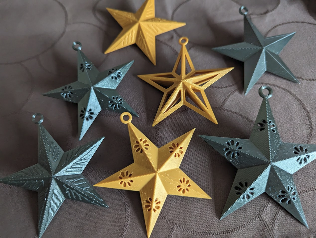 🎄⭐Unbreakable 3D Star Ornaments Set of 5 ⭐🎄