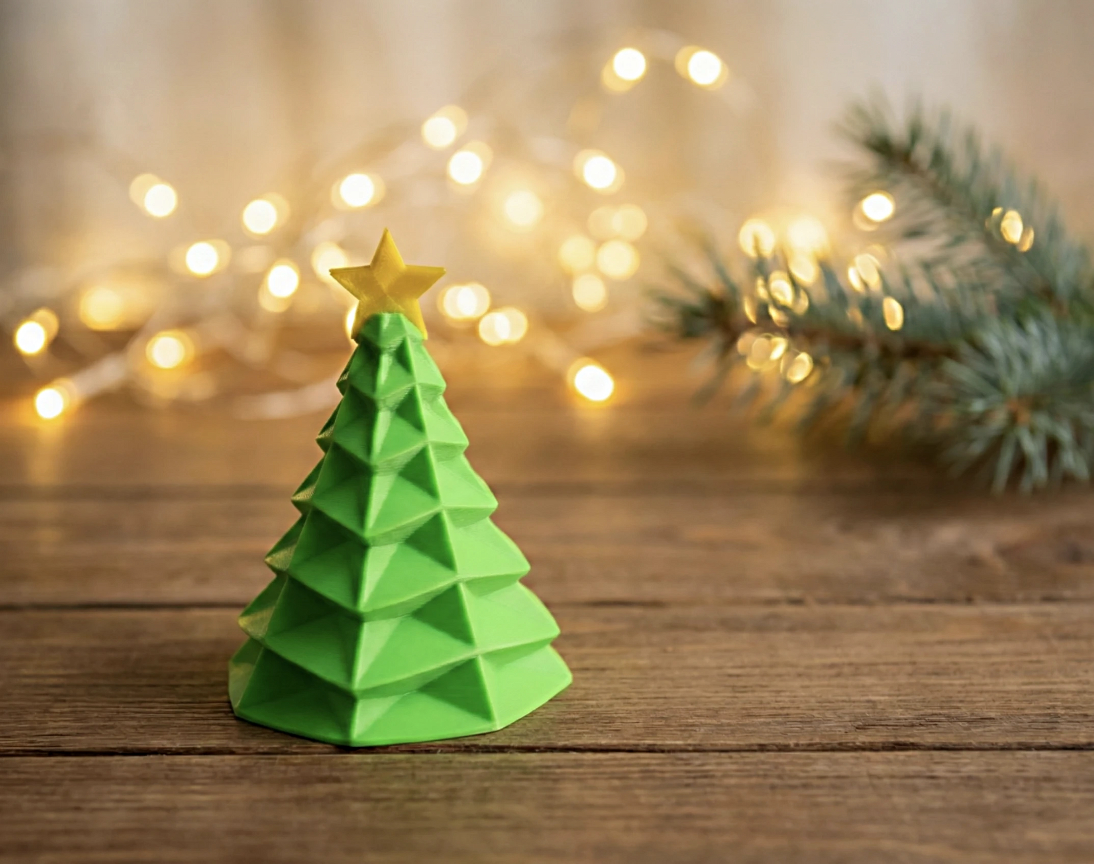 The Polygon Tree – Green & Gold Minimalist Decor (Set of 2)