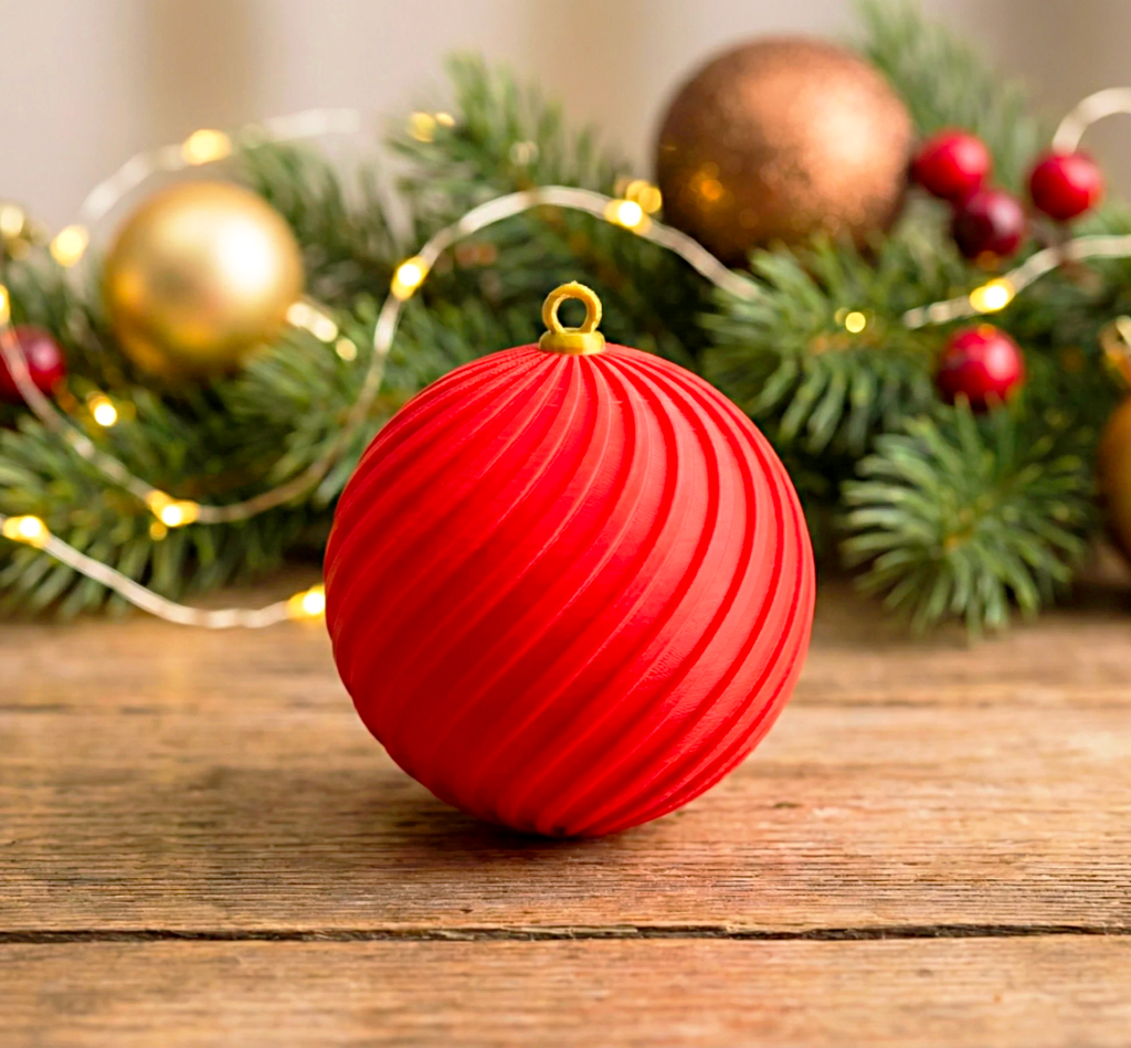 Textured Red Christmas Ball Ornament – Lightweight & Shatterproof Decor (Set of 6)