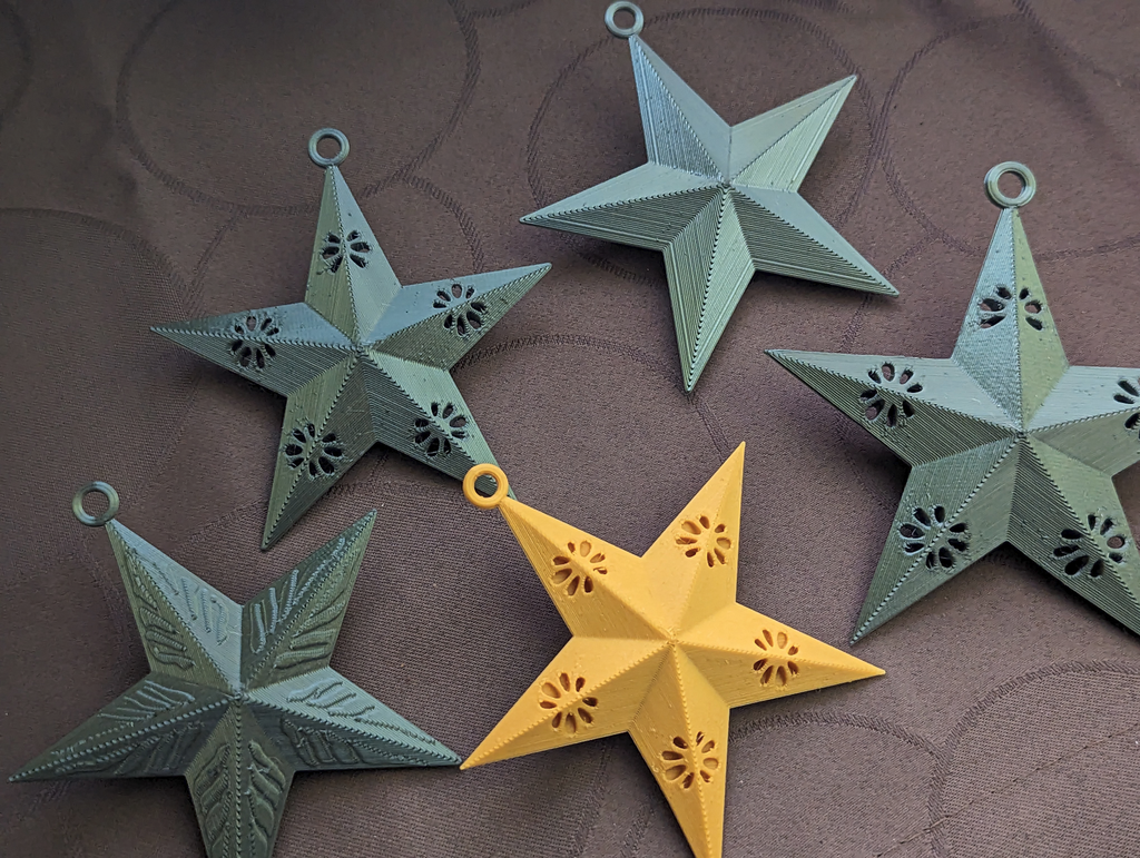 🎄⭐Unbreakable 3D Star Ornaments Set of 5 ⭐🎄