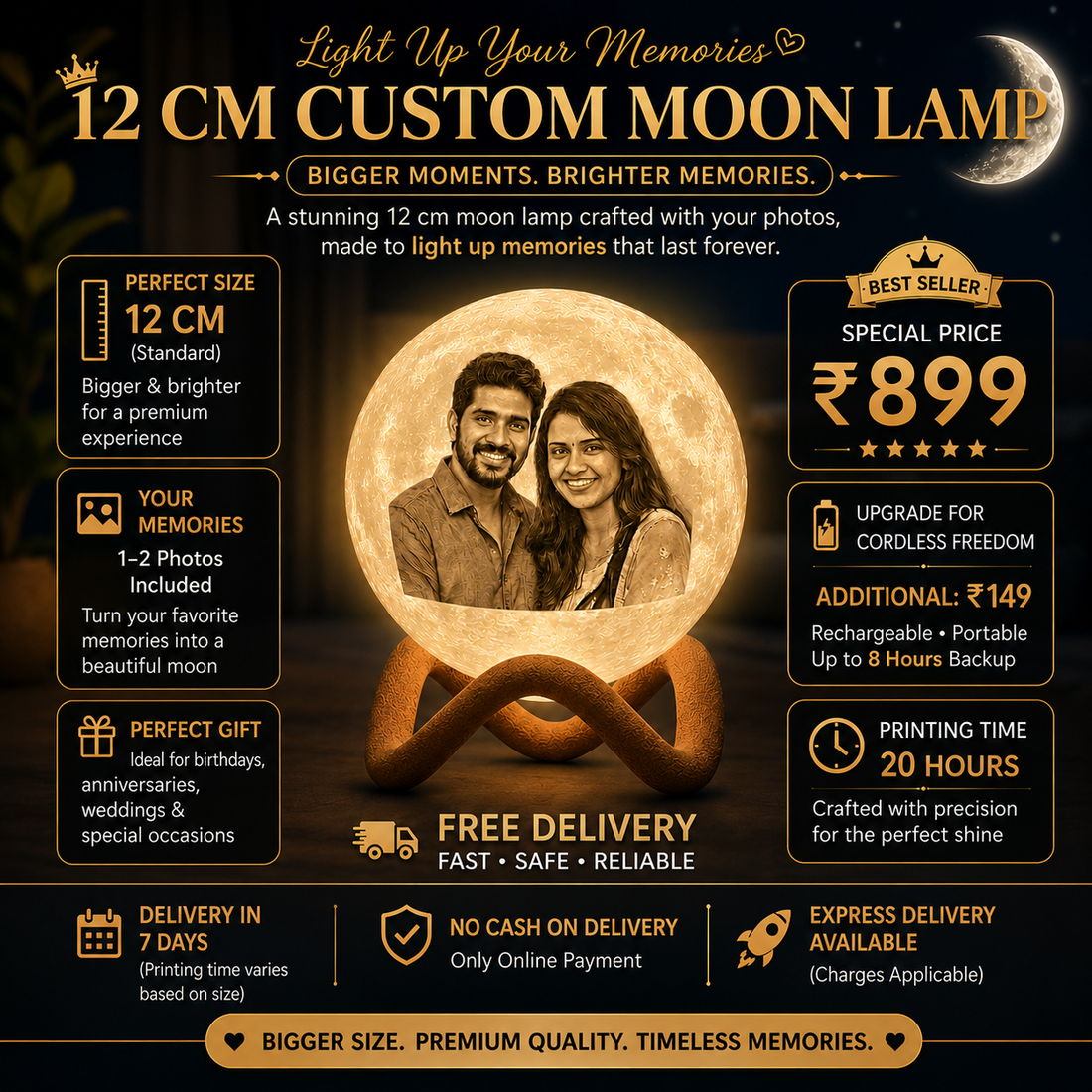 Custom Photo Moon Lamp 🌙 | Turn Your Memories Into Light