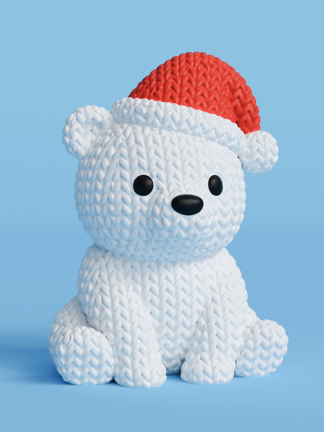 Christmas Decor: Faux-Knit Teddy Bear with Red Santa Hat