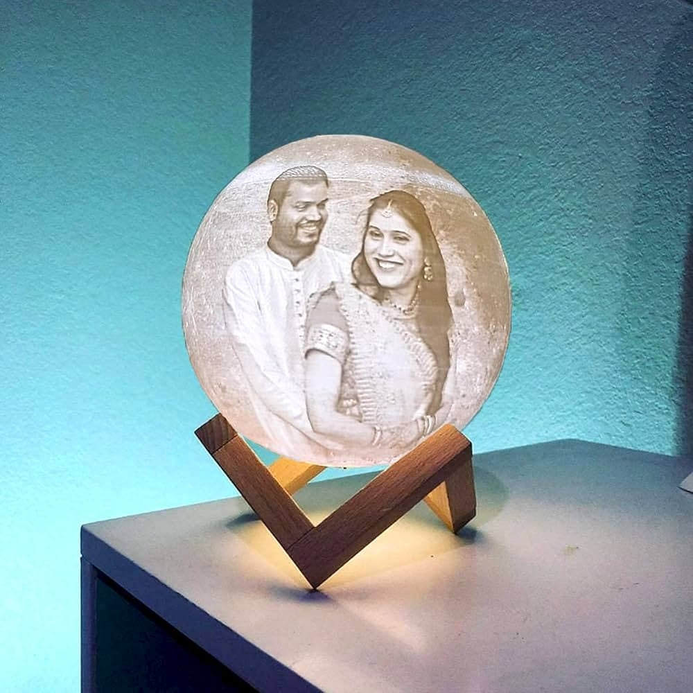 🌙 Custom Photo Moon Lamp | Personalized 3D Printed Lithophane Night Light (6 CM)
